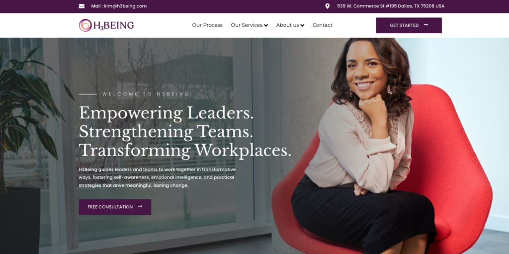 H3Being redesign case study Website Home page